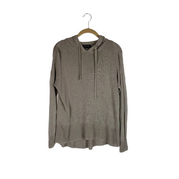 Tahari Sweaters - Tahari womens Large neutral taupe linen blend knit hoodie hooded sweater
